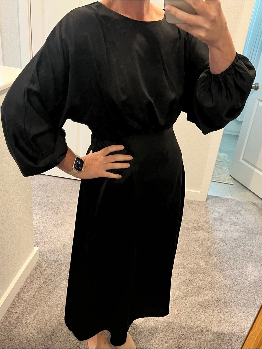 Sugarlips Black Midi Dress with Balloon Sleeves